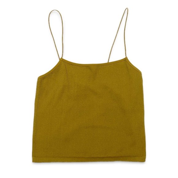 Zara - Thin Strap Green Pull Over Stretchy Crop Top, Size M/L - Picture 1 of 3